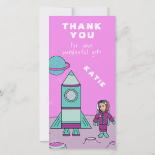 Astronaut på månen tack Er sätt in er ansikte Kort