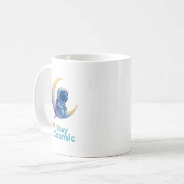 Astronaut på månmugg – Håll dig kosmisk rymdpresen Kaffemugg (Framsida vänster)