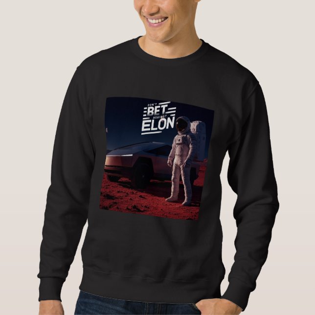 Astronaut på Mars med futuristisk el-lastbil Lång Ärmad Tröja (Framsida)