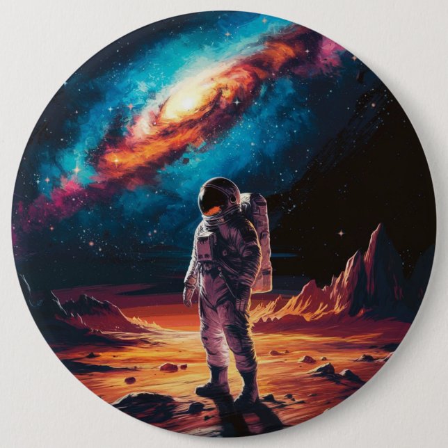 Astronaut på planeten knapp (Framsida)