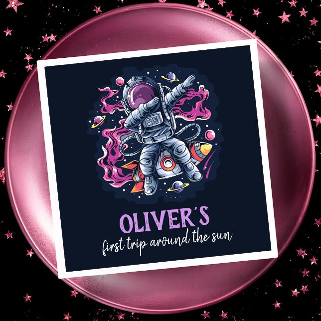 Astronaut på rymdraket med stjärnor och planeter pappersservett (Skapare uppladdad)