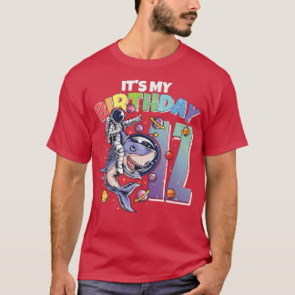 Astronaut på Shark 12:e Birthday Boy Girl 12 år T Shirt