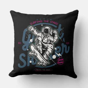 Astronaut på Skateboard Överlevnad av stjärnor Kudde