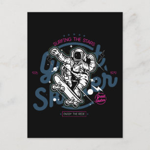 Astronaut på Skateboard Överlevnad av stjärnor Vykort