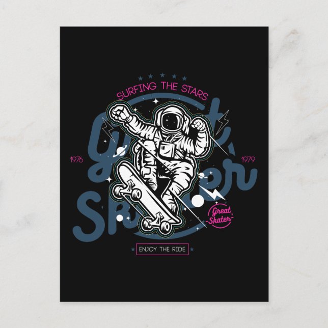 Astronaut på Skateboard | Överlevnad av stjärnor Vykort (Framsida)