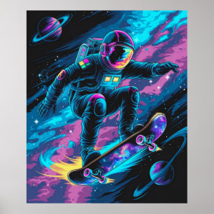 Astronaut på skateboard poster
