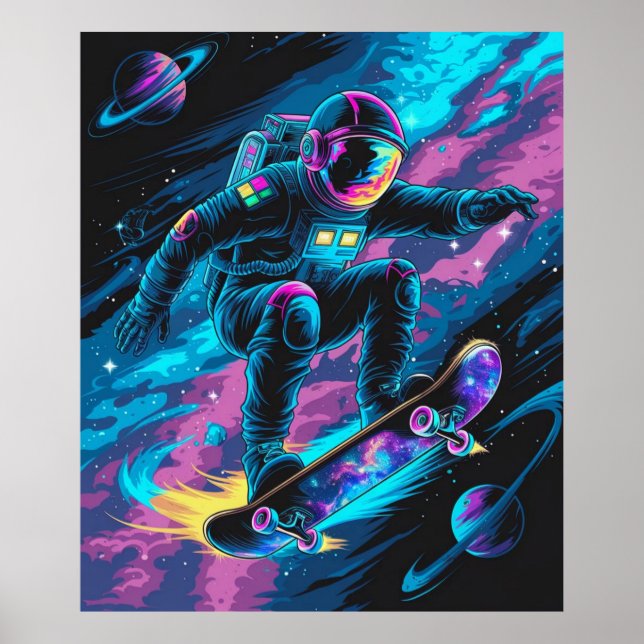 Astronaut på Skateboard Poster (Framsidan)