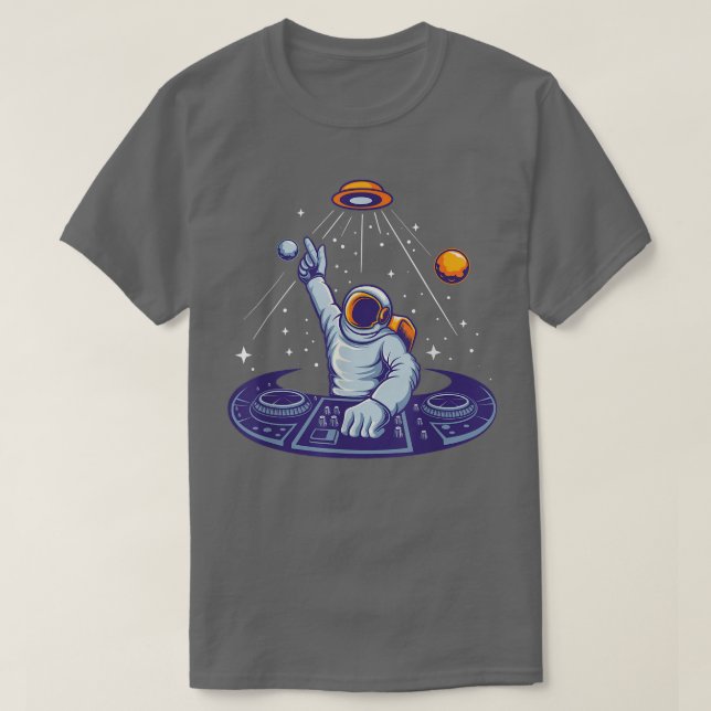 Astronaut på Turnables Cosmonauts rymdplan Måne T Shirt (Design framsida)
