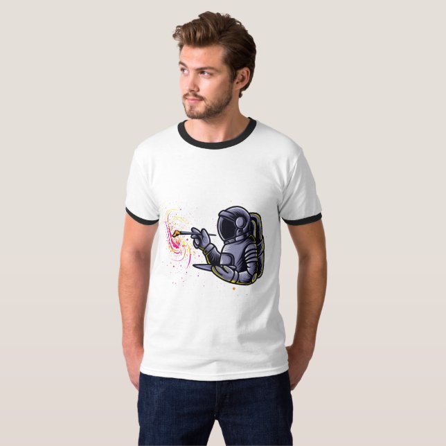 Astronaut Paint i Space-etikett T Shirt (Hel framsida)