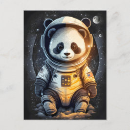 Astronaut Panda Bear Illustration Vykort