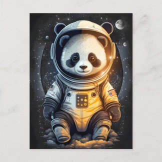 Astronaut Panda Bear Illustration Vykort