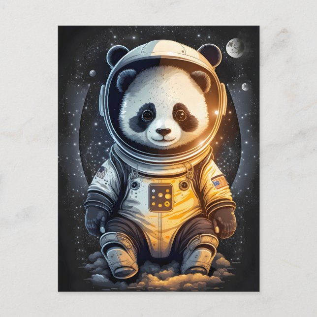 Astronaut Panda Bear Illustration Vykort (Framsida)