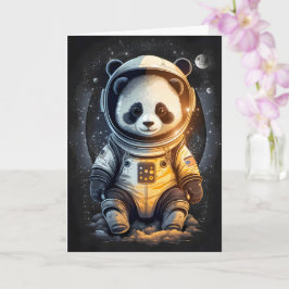 Astronaut Panda Björn Illustration Kort