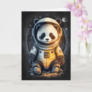 Astronaut Panda Björn Illustration Kort