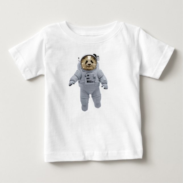 Astronaut Panda Flytande i Rymdstation T Shirt (Framsida)