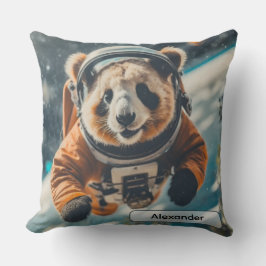 Astronaut Panda in Space Surreal Animal Nursery Kudde