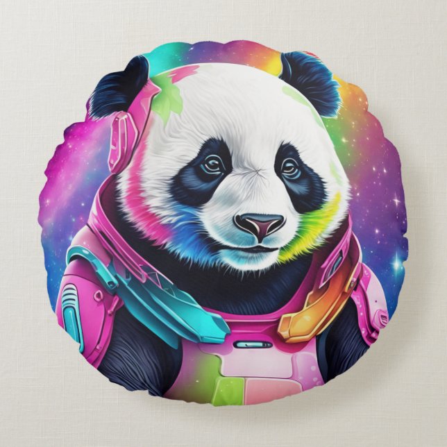 Astronaut Panda Rund Kudde (Framsidan)