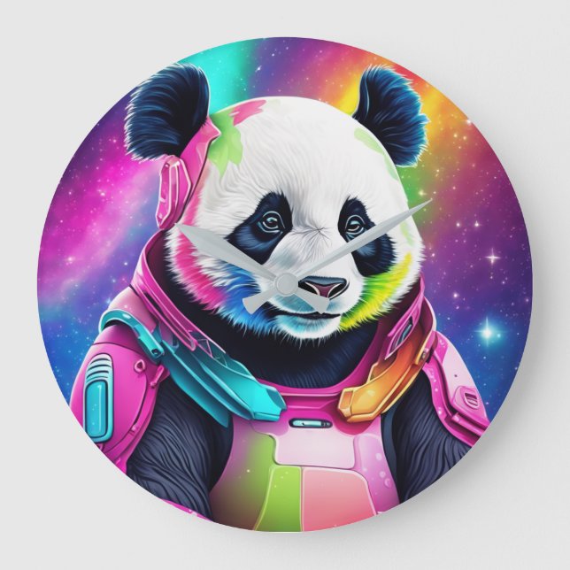 Astronaut Panda Stor Klocka (Framsida)