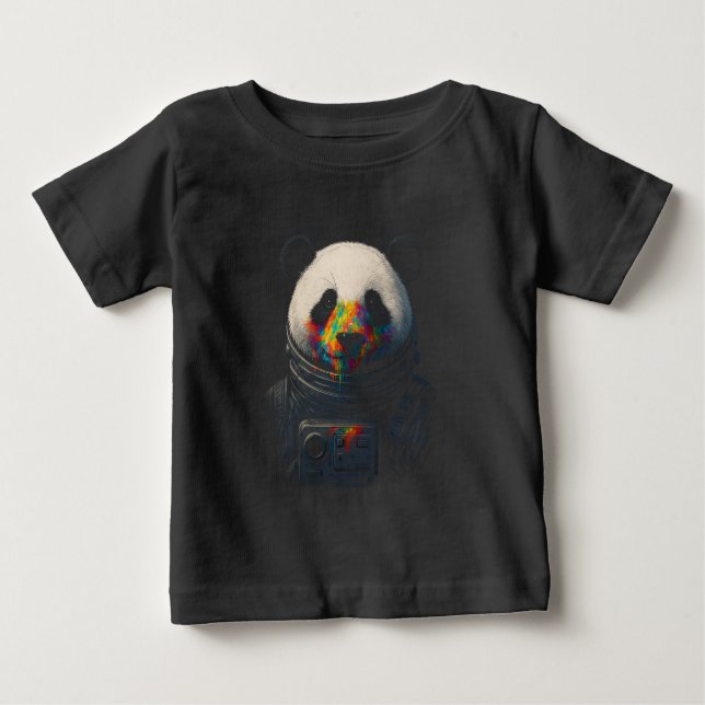 Astronaut Panda with Neon Paint Splash  T Shirt (Framsida)