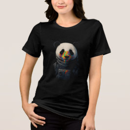 Astronaut Panda with Neon Paint Splash T Shirt
