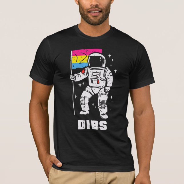 Astronaut Pansexual Flag Dibs Pan Pride Lgbt Space T Shirt (Framsida)