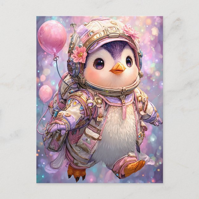 Astronaut Penguin Vykort (Framsida)