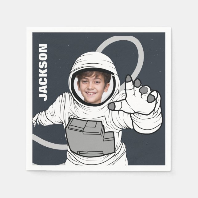 Astronaut Photo Birthday Personlig Pappersservett (Framsidan)