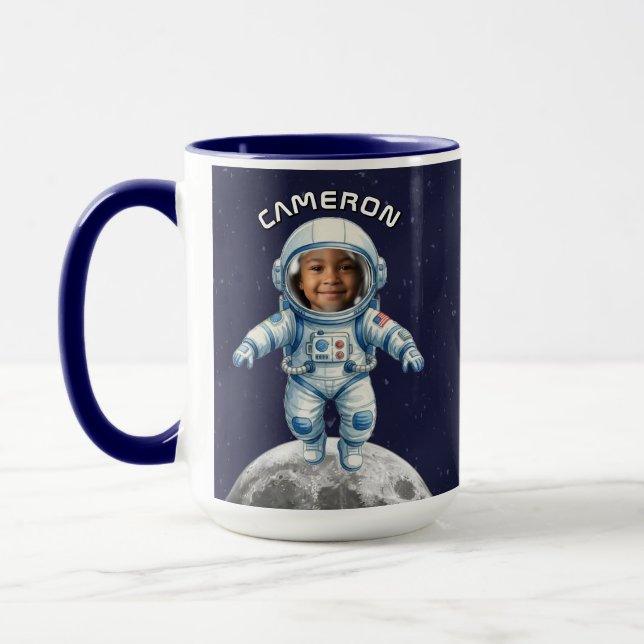 Astronaut Photo Outer Space Moon Kids Mugg (Vänster)