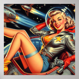 Astronaut Pin-up Poster