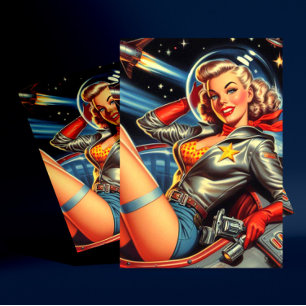 Astronaut Pin-up Vykort