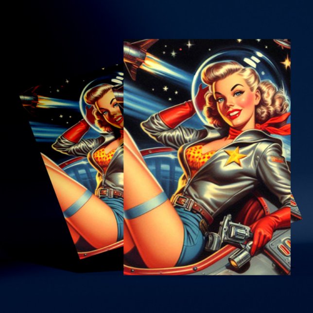 Astronaut Pin-up Vykort (Skapare uppladdad)