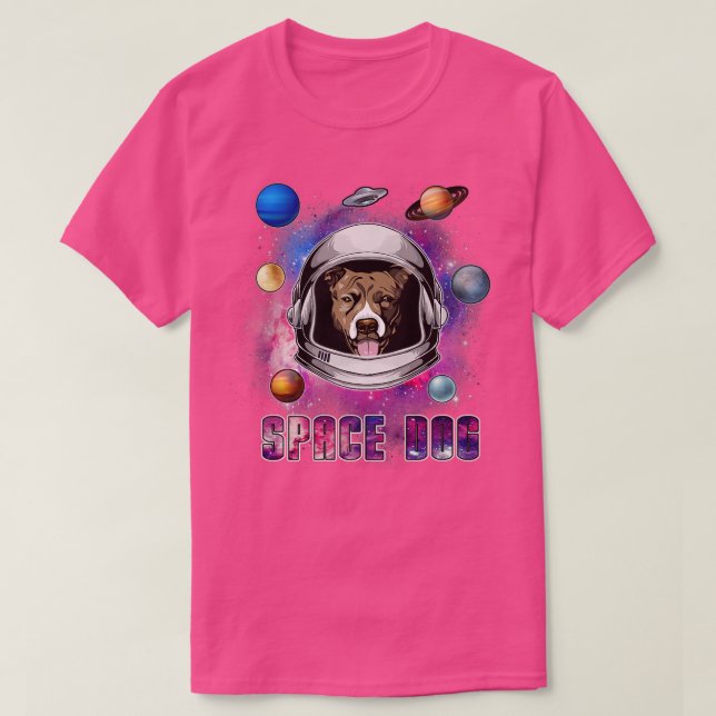 Astronaut Pit Bull Dog In Space Galay Funny Dog Lo T Shirt (Design framsida)
