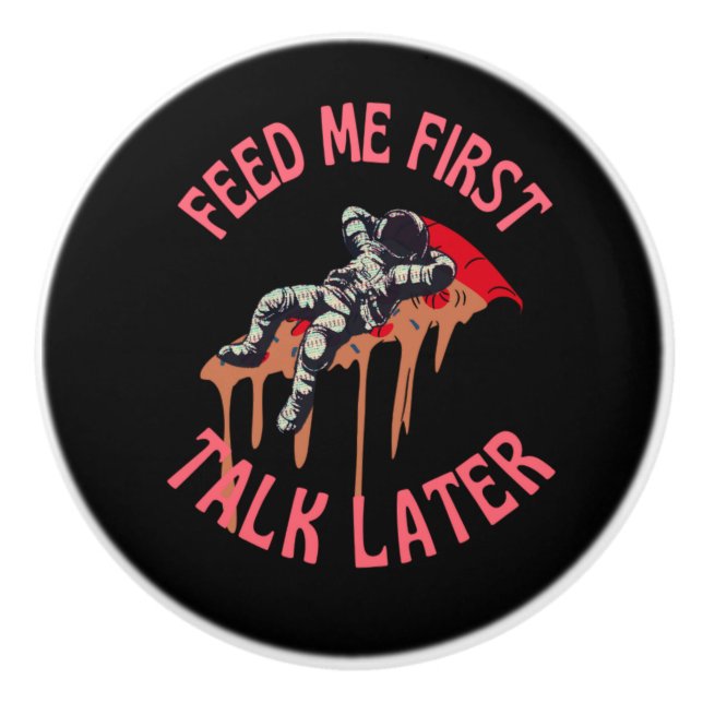 Astronaut Pizza Funny Knopp (Framsidan)