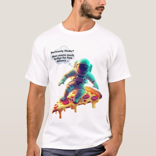 Astronaut Pizza Slice T-shirt - Rolig NASA-tecken (Framsida)