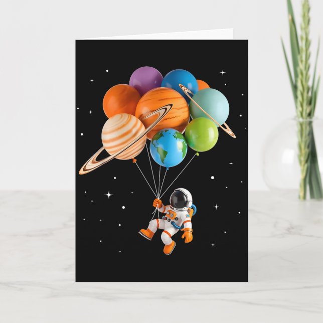 Astronaut Planet Ballonger Solsystem Rymden Barn  Kort (Framsida)