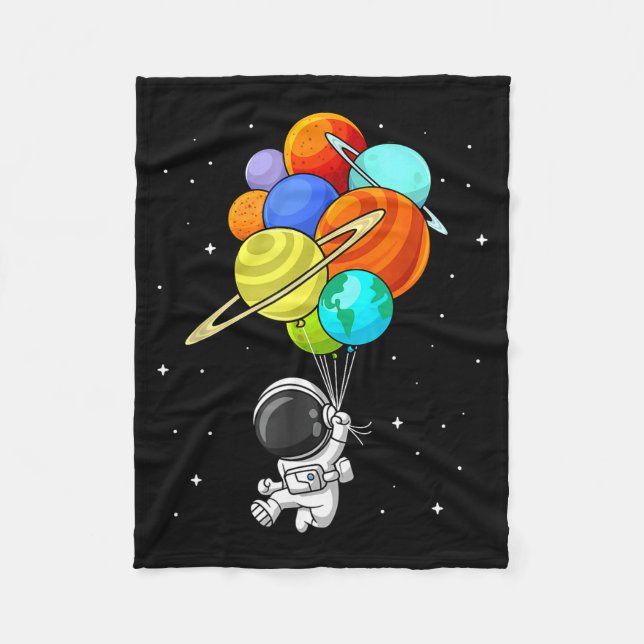Astronaut Planet Ballonger Solsystemet Rymden Barn Fleecefilt (Framsidan)