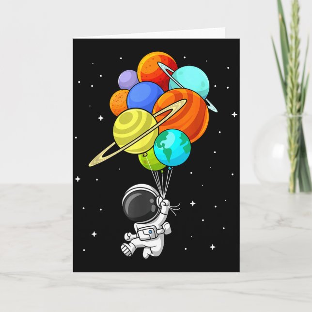Astronaut Planet Ballonger Solsystemet Rymden Barn Kort (Framsida)