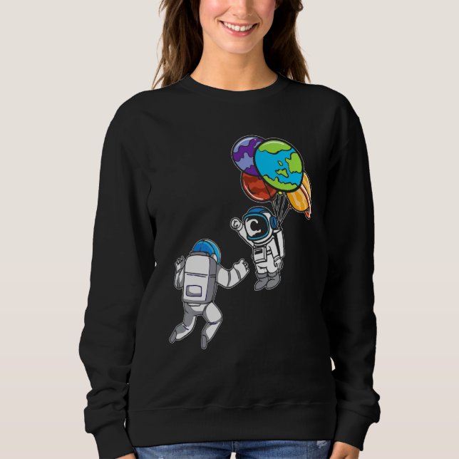 Astronaut Planet Balloon Outerspace Exploration Co T Shirt (Framsida)