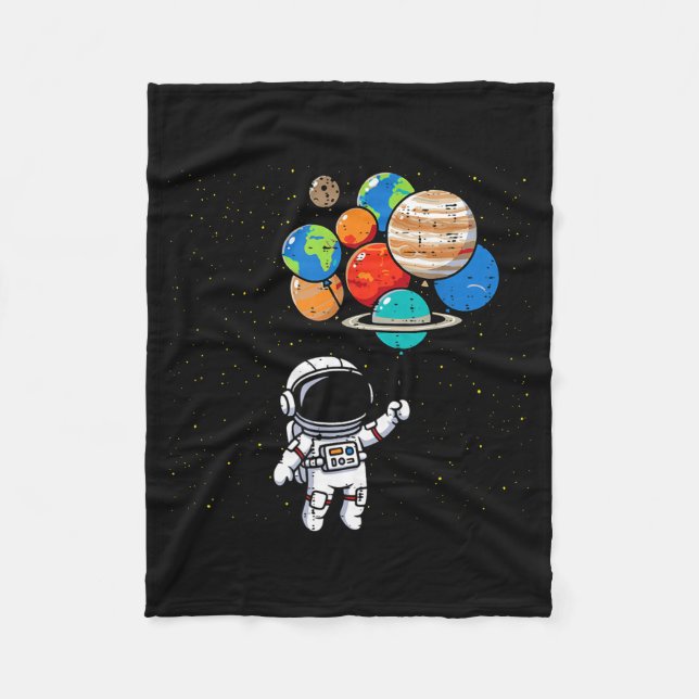 Astronaut Planet Balloons Cute Space Galaxy Boys G Fleecefilt (Framsidan)