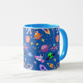 Astronaut Planet Rocket Mönster Mugg