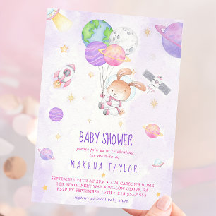 Astronaut Planet Rocket Rymden Baby Shower Inbjudningar