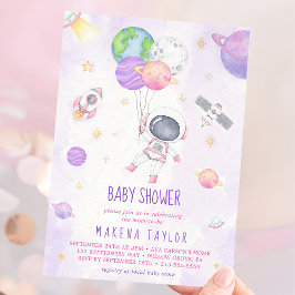 Astronaut Planet Rocket Rymden Baby Shower Inbjudningar