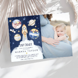 Astronaut Planet Rocket Rymden Baby Shower Inbjudningar
