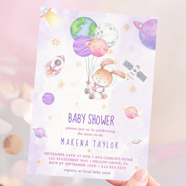 Astronaut Planet Rocket Rymden Baby Shower Inbjudningar (Skapare uppladdad)