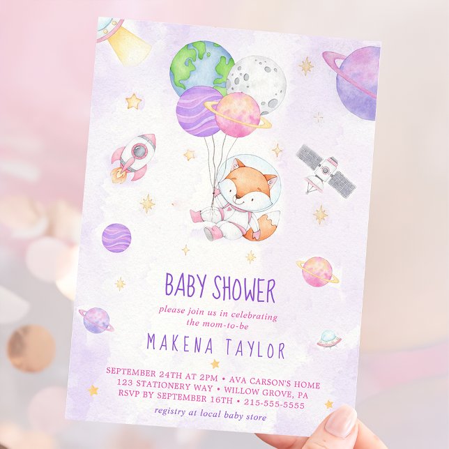 Astronaut Planet Rocket Rymden Baby Shower Inbjudningar (Skapare uppladdad)