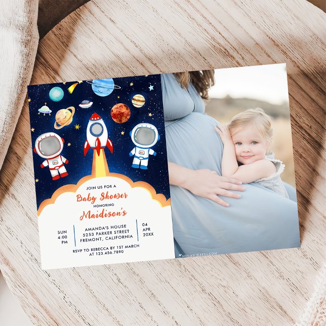 Astronaut Planet Rocket Rymden Baby Shower Inbjudningar (Skapare uppladdad)