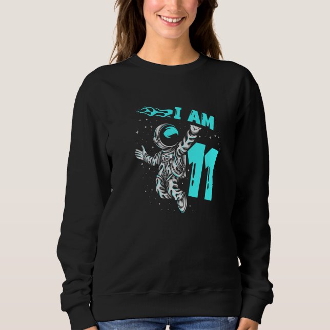 Astronaut Planet Rymdskepp Glad 11-årsdag T Shirt (Framsida)