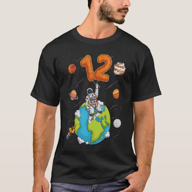 Astronaut Planet Space 12 Tolv år gammal 12:e Bi T Shirt (Framsida)