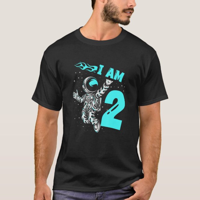 Astronaut Planet SpacesHär Lycklig 2:a födelsedage T Shirt (Framsida)