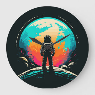 Astronaut & Planet Stor Klocka